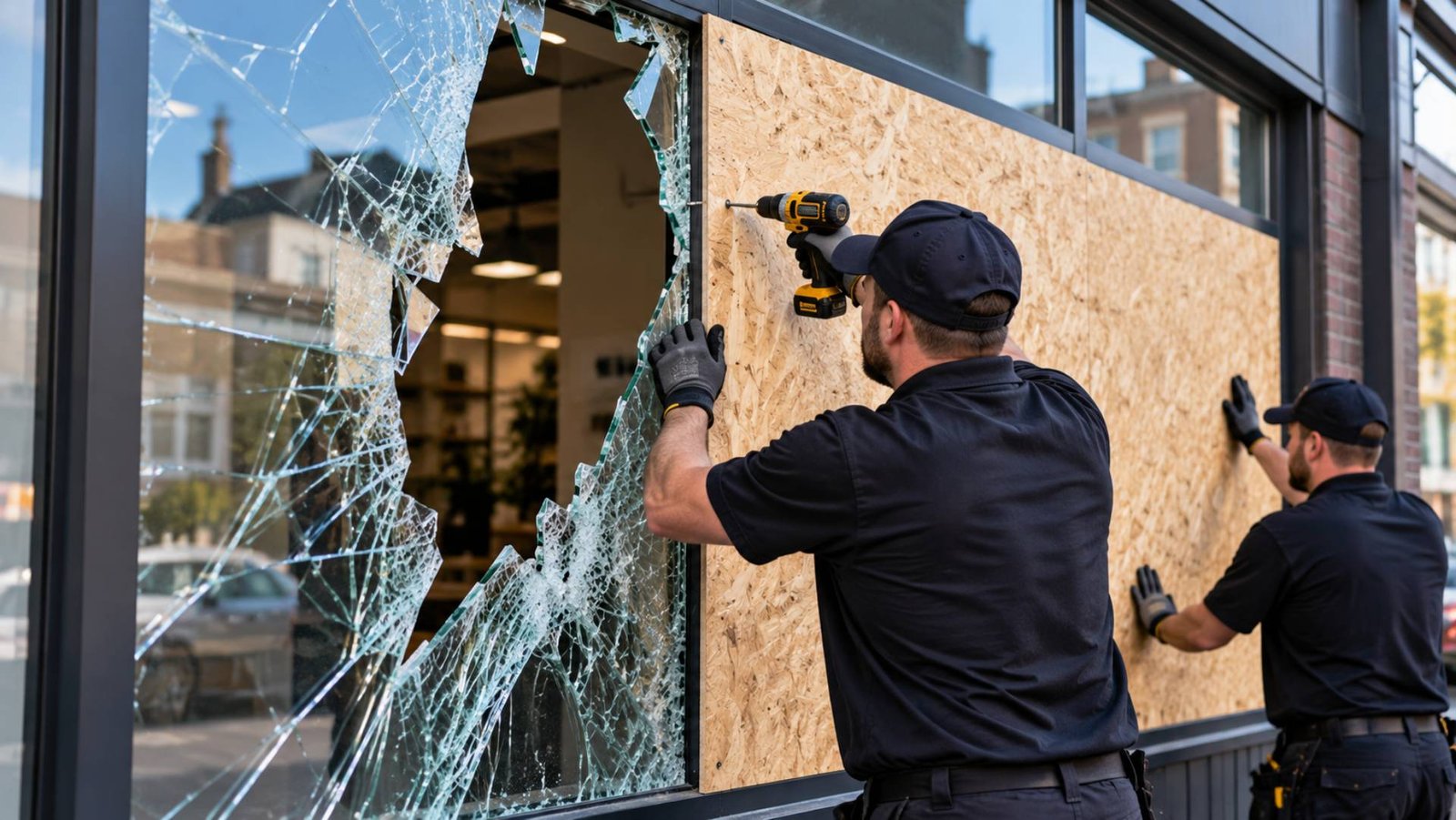 Boarding Up After Glass Damage